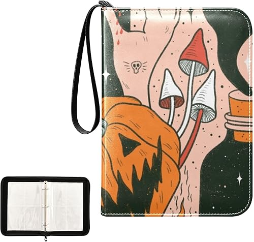 Miniatura 2 de Pumpkins Cats Cards Album in Durable PU Leather, Secure Zippered Design, Playing Card Binder Waterproof
