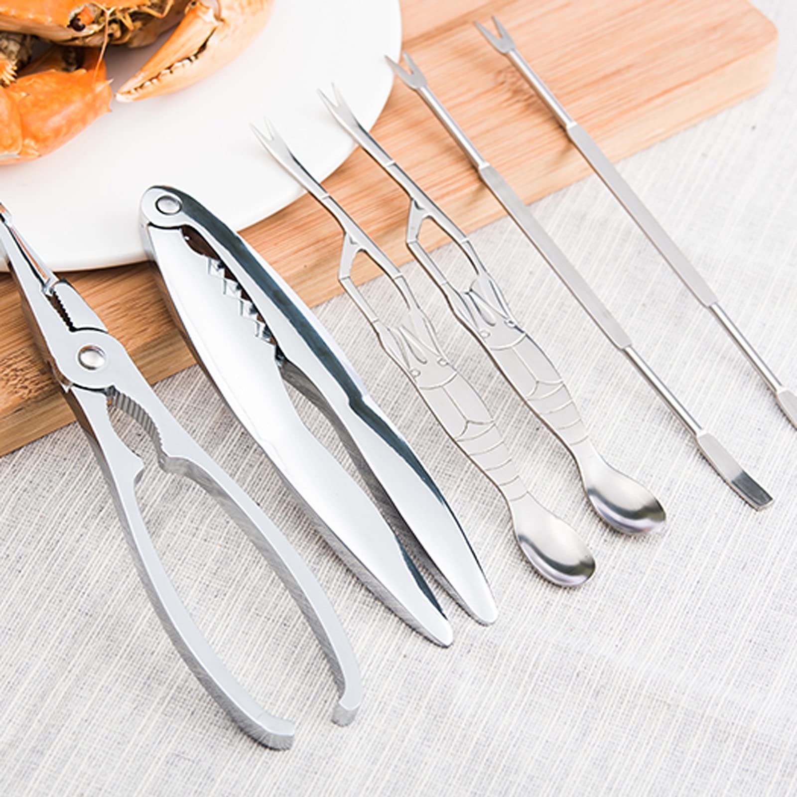 Set di Utensili per Frutti di Mare Set di Utensili per Frutti di Mare da 6 Pezzi, Inclusi 2 Biscotti per Frutti di Mare, 2 Selezioni di Frutti di Mare, 2 Forchette per Fr