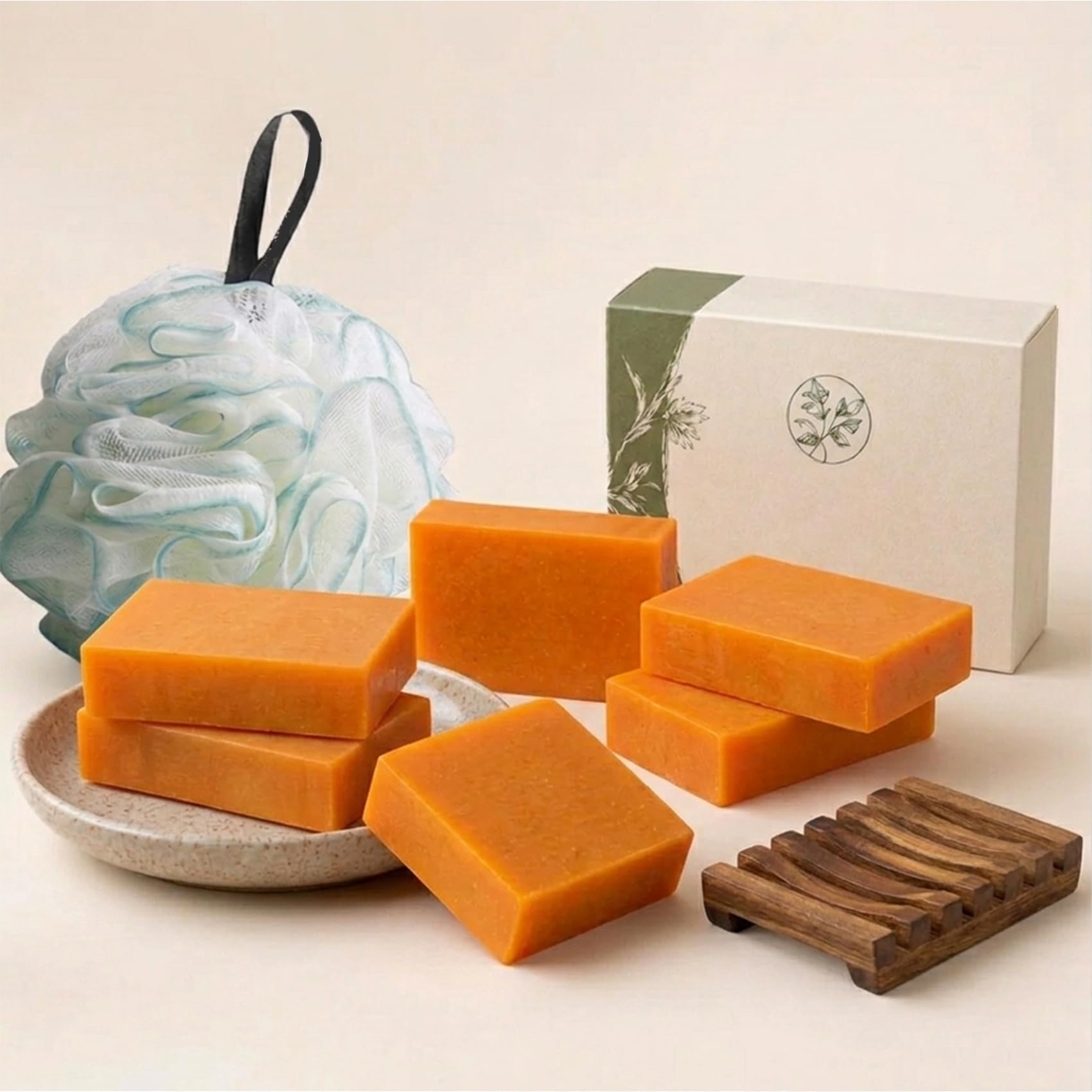 Kaori Persimmon Soap - Naturseife gegen Körpergeruch Alter (6Stück, 110g) | Deoseife mit Kakiextrakt aus natürlichem Olivenöl für reife Haut beim täglichen Duschen