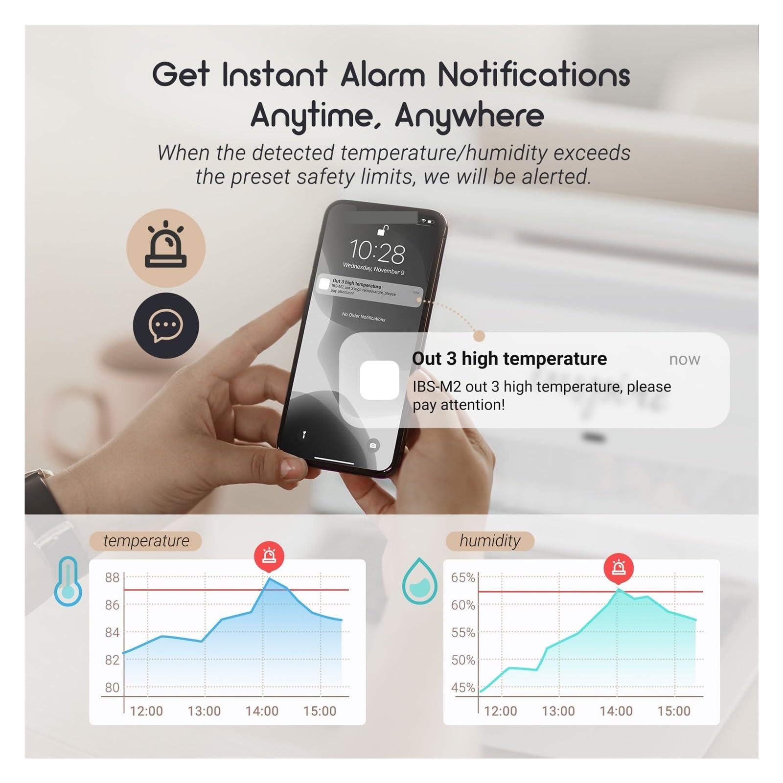 Genérico Termohigrómetro inalámbrico Inteligente, termómetro e higrómetro, Sensor de Temperatura y Humedad, Puerta de Enlace WiFi M2, estación meteorológica doméstica IBS-TH2