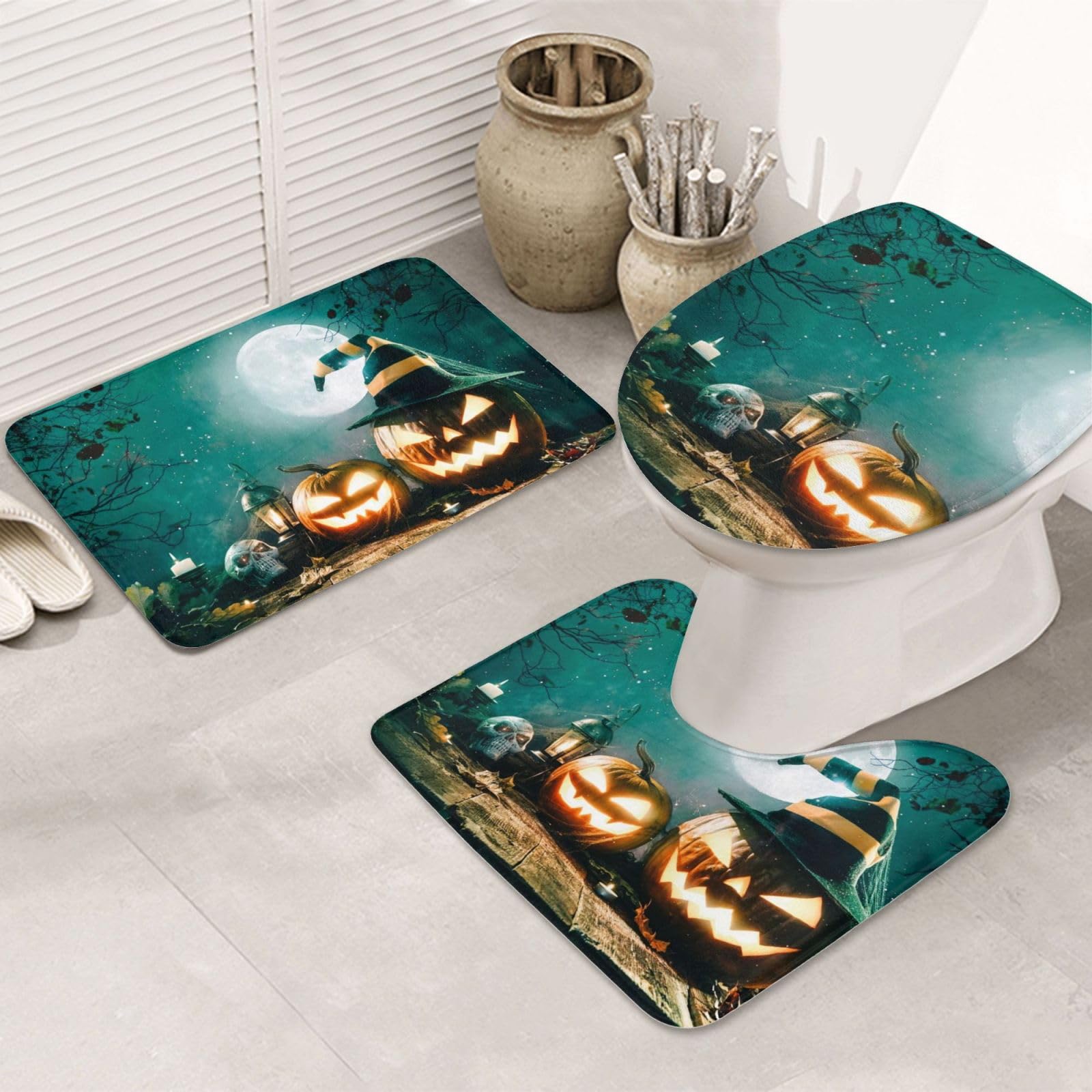 Tapis de bain citrouille anti-glisse contre les sols humides de WC