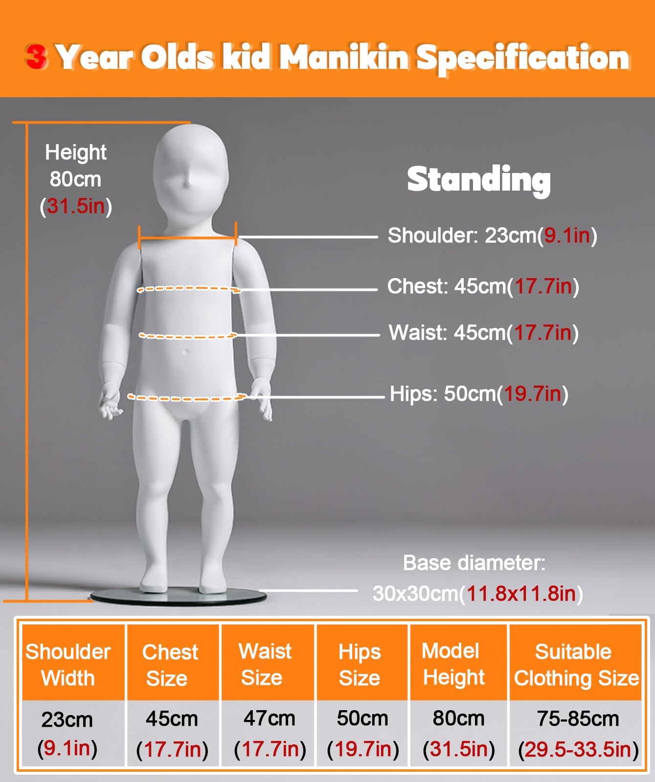 Manekin, manekin o pełnej figurze dla dzieci 80-96 cm - zdejmowany realistyczny manekin dla dzieci w wieku 3-6 lat, idealny do sklepów z odzieżą dziecięcą i butikami dla niemowląt
