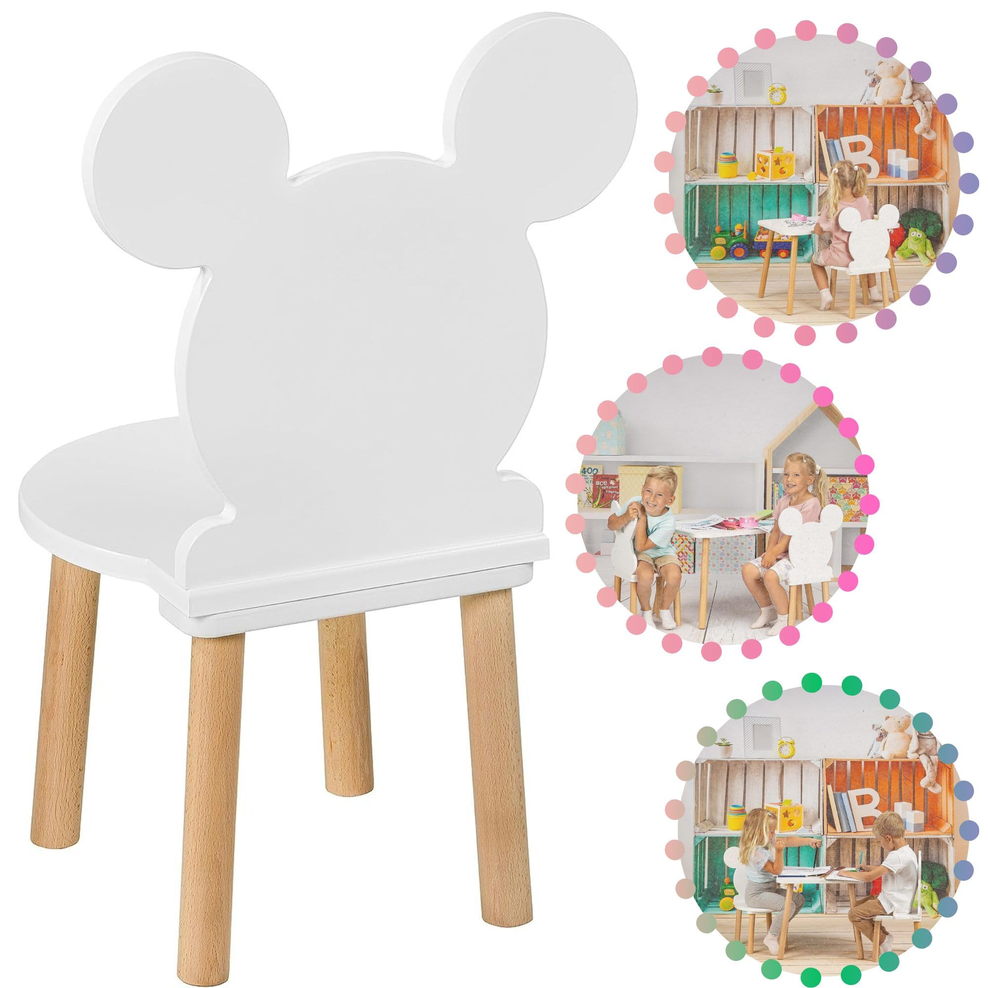 Small Wooden Chair for Children Chair-Chair-Stool Children, 60 x 31 x 31 cm and a Seat Height of 27 cm, for a child of 3,4,5,6,7 years, Seat Furniture