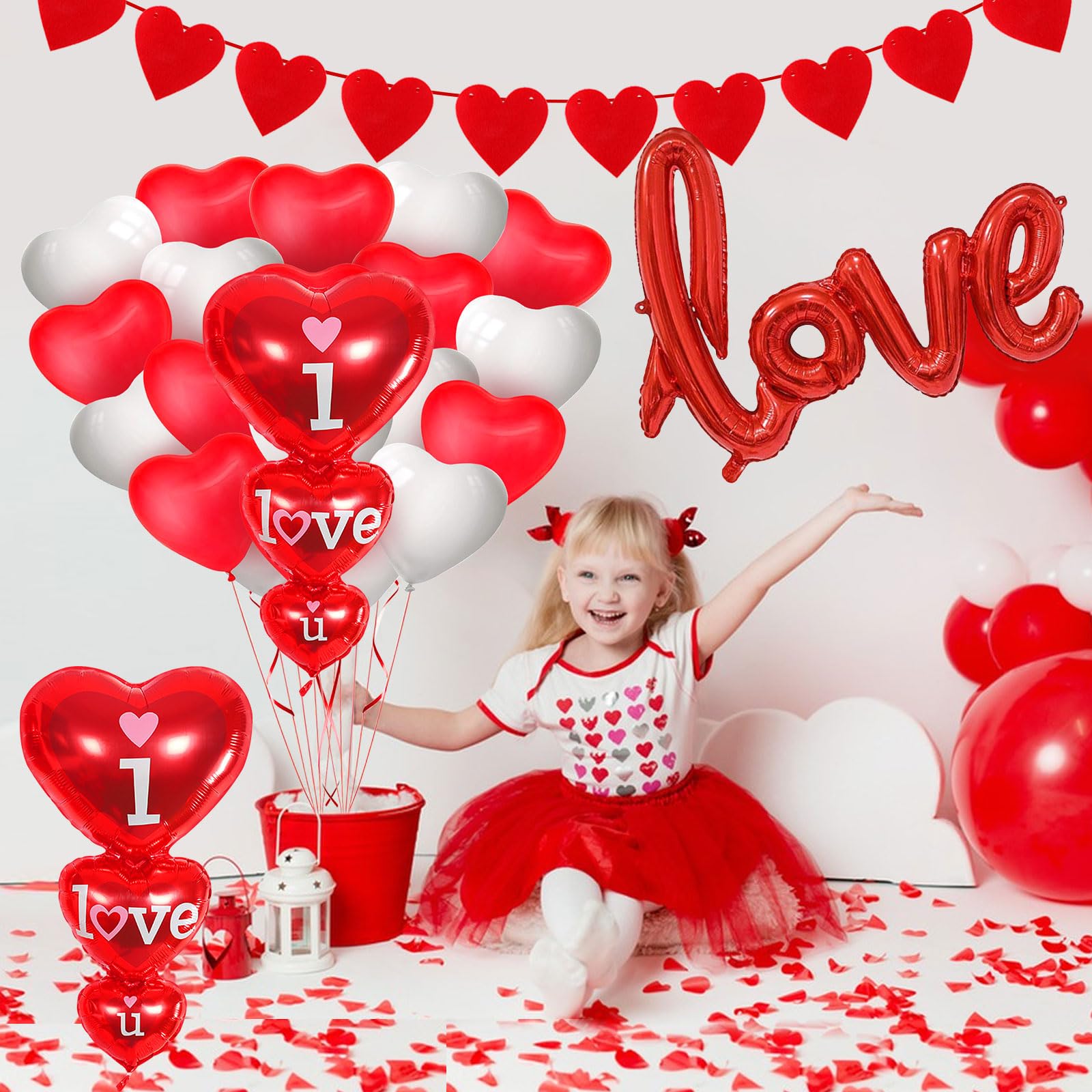 バルーンセット バレンタイン 飾り love 風船 装飾セット レッド Amazon.co.jp: バレンタインデー バルーン デコレーションキット