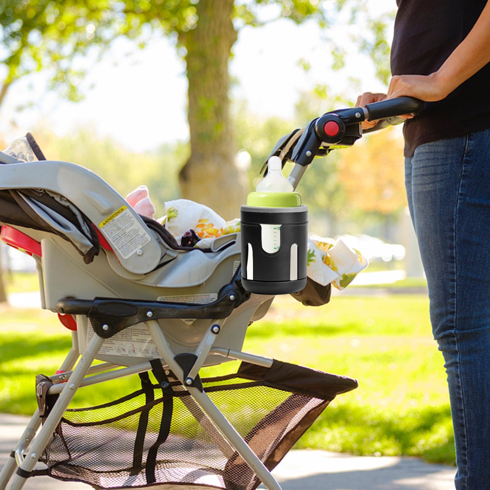 Portavasos para Cochecito, 2 en 1 Portavasos para Bebidas y Café Portavasos Carrito Bebe Universal Ajustable 360 Grados de Rotación Portabotellas para Silla de Paseo para Cochecito Bicicleta