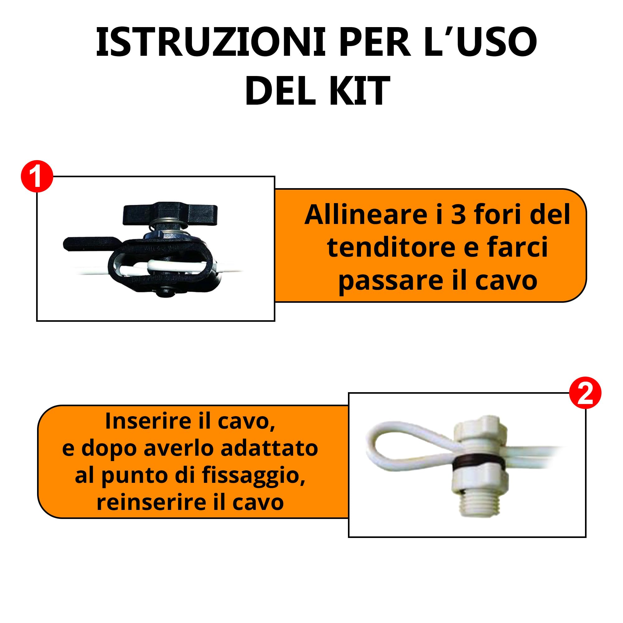 Sicignano | Cable blanco para tendedero, 20 m, Ø 5 mm, para exteriores, carga hasta 200 kg, fabricado en Italia, maleable, reciclable, fácil de cortar, cable tendedero (blanco con kit)
