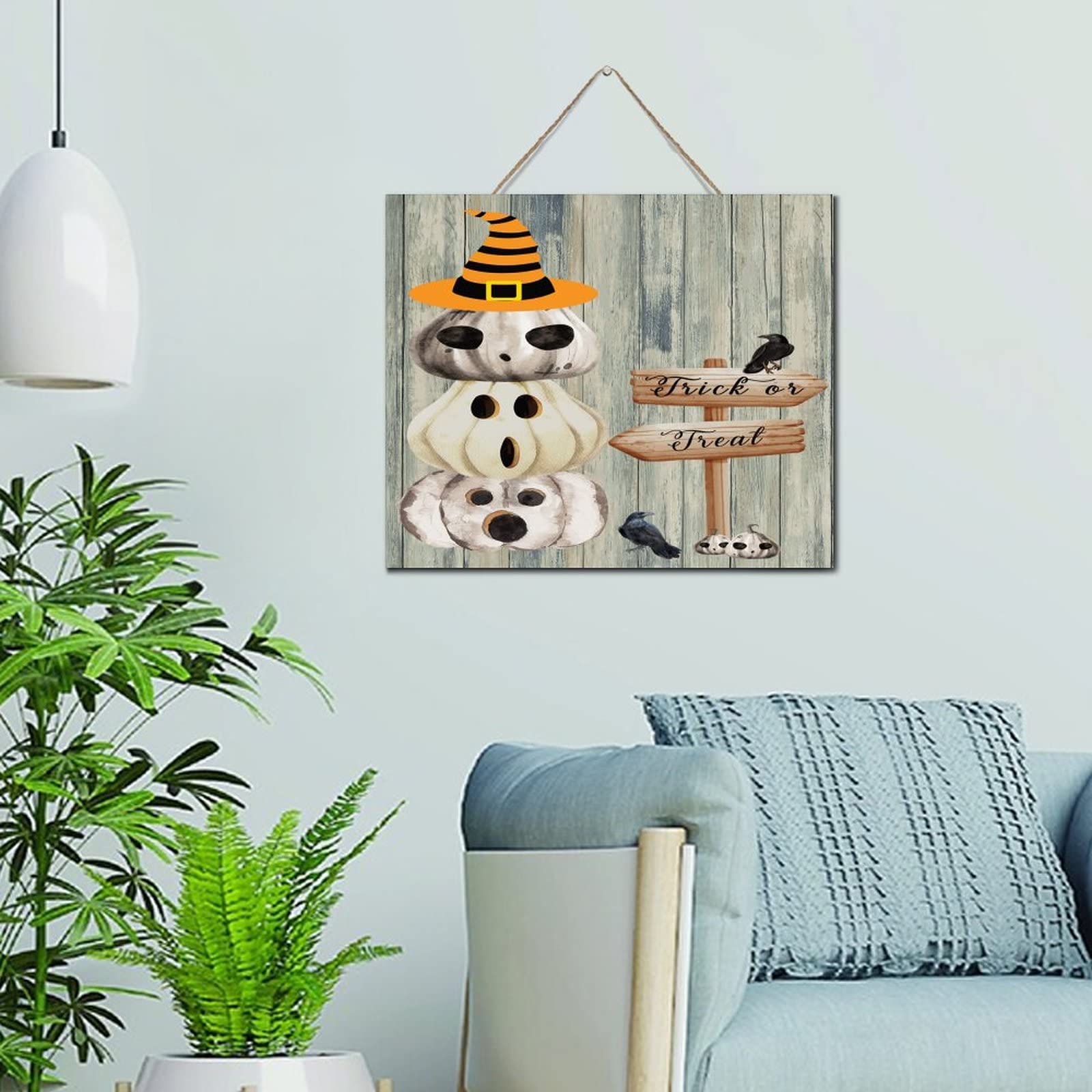 Décoration en bois Halloween Trick or Treat pour embellir les murs de la cuisine en automne