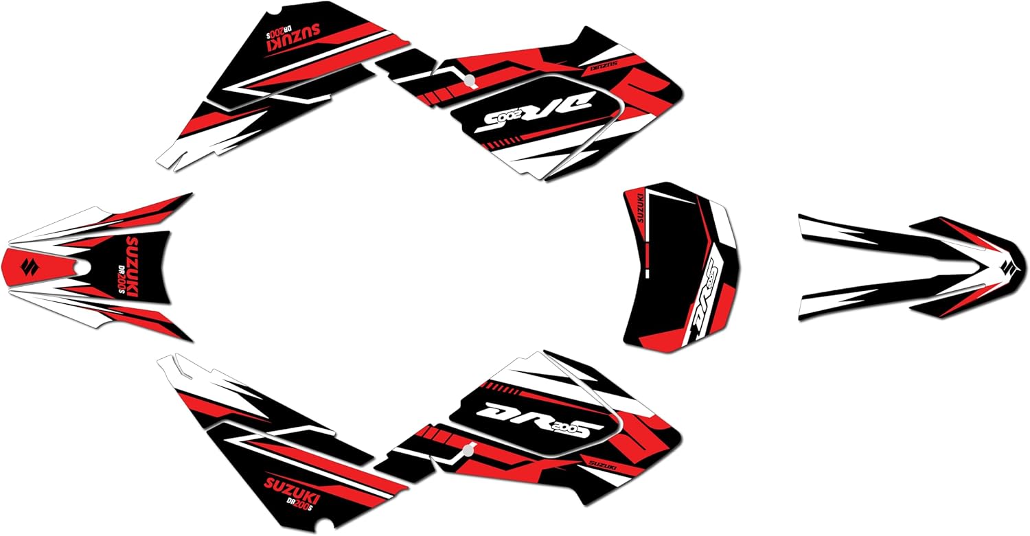 Graphics Kit for Suzuki DR 200-S (All Years) Razor Series Yellow-Shift 16 Mil - Dirt Bike Custom Racing Graphics Decals Stickers Kit, no-Plastics