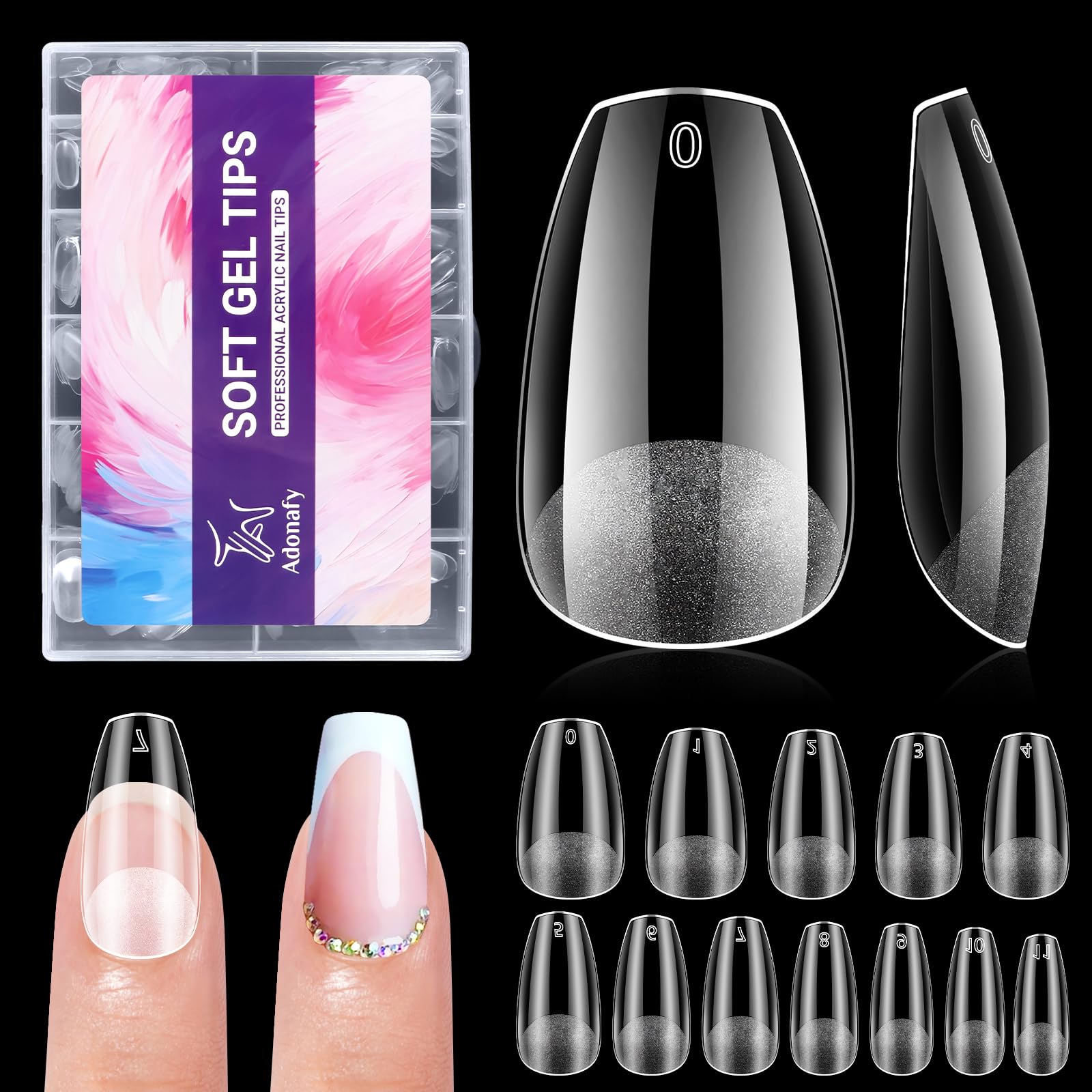 Adonafy Short Coffin Nail Tips: 504 Pcs Half Matte Full Cover Nail Tips for Beginners
