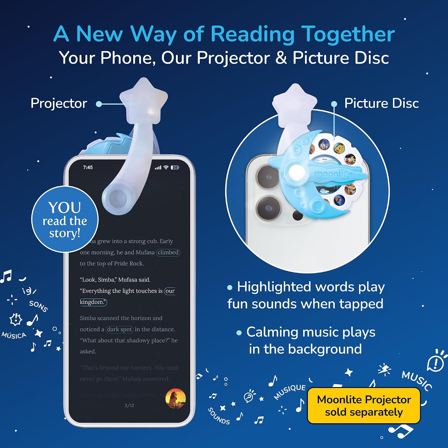 Moonlite Storytime Single Story Disc, Disney Classic: The Lion King | Learning Gift for Kids Ages 1 Year & Up, Storybook Art Projection with Sound Effects & Music (Projector Sold Separately)