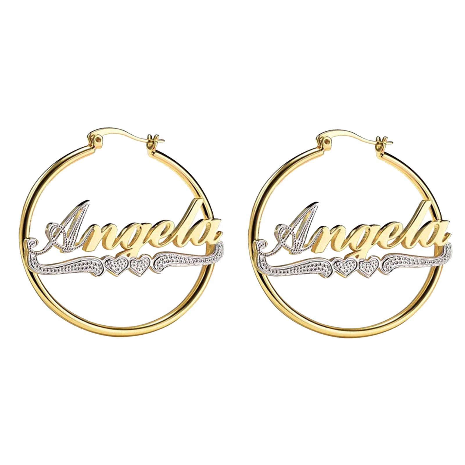 CUCustom Name Personalized Hoop Earrings 18K Gold Plated Customize Earrings as a Gift for Women Girls