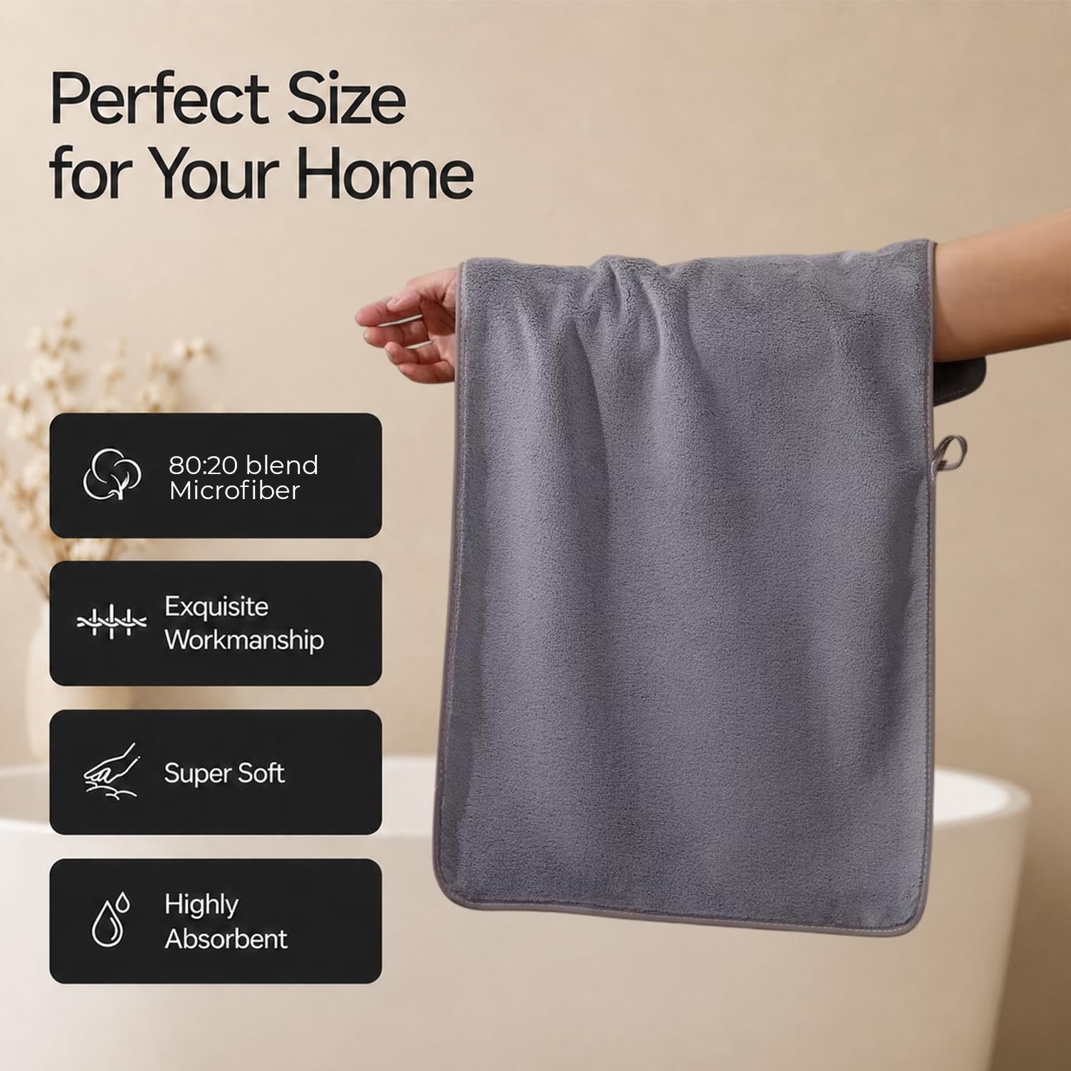 MAXOSHINE Hand Towels - Soft Microfiber Set of 4 -5 MAXOSHINE Hand Towels - Soft Microfiber Set of 4 -5