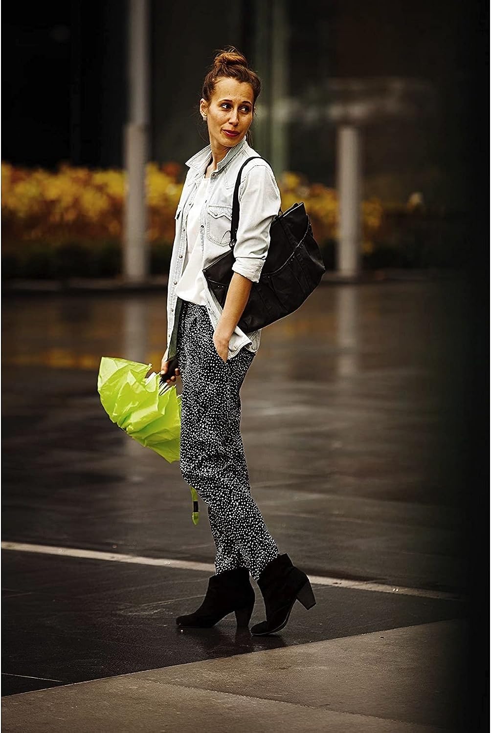 Lewis N. Clark Travel Umbrella: Windproof & Water Repellent Fabric, Automatic Open Close & 1 Year Warranty, Green