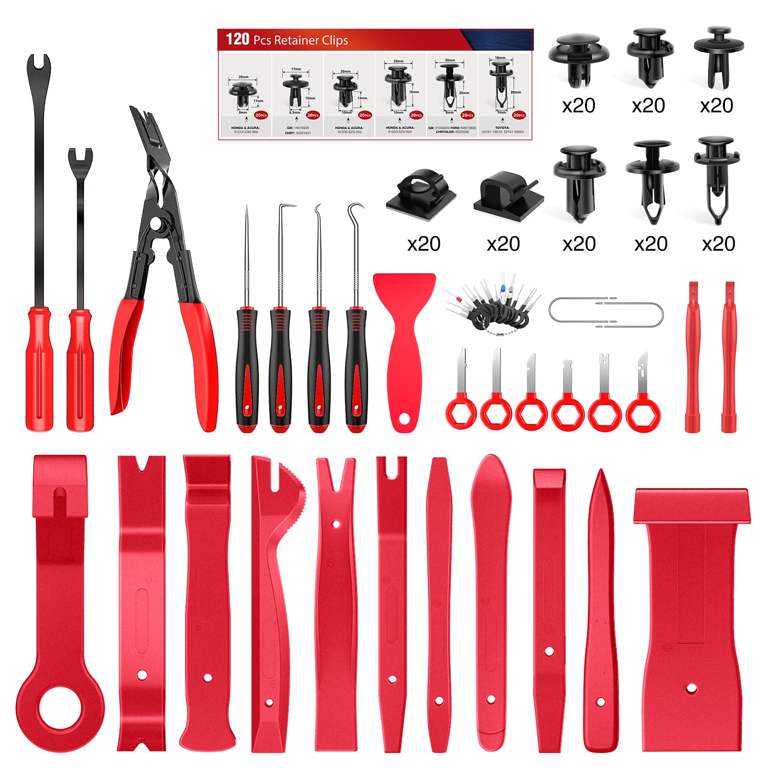 Nilight 200Pcs Trim Removal Tool, Auto Push Pin Bumper Retainer Clip Set