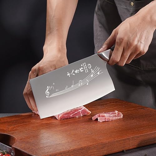 Miniatura 8 de SHI BA ZI ZUO Cuchillo de cocina chino de 7 pulgadas Cuchillo vegetal Cuchillo de chef profesional con mango de acero fundido de espiga completa