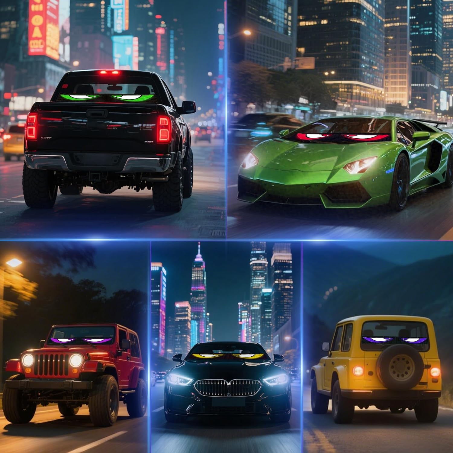 2PCS Devil Eyes Light for Car Windshield, 14.1"x4.3" Programmable LED Display Screen with Remote Control, Flexible Dynamic Eyes for Truck Windows, SUV & Medium Trucks, Bluetooth App Customizable LED