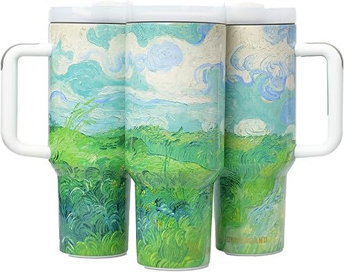 Jormungand Vaso de 40 onzas con asa y pajita, botella de agua de acero inoxidable con aislamiento al vacío para bebidas calientes o frías, taza de