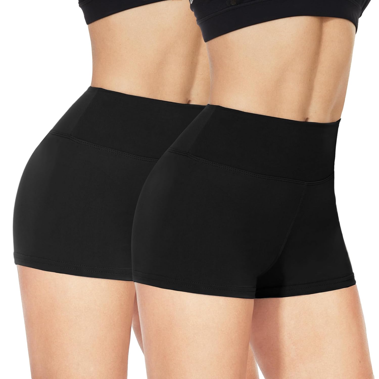 NexiEpoch 2 Pack Biker Shorts for Women - 3 5 Booty Volleyball High Waisted Black Spandex Shorts for
