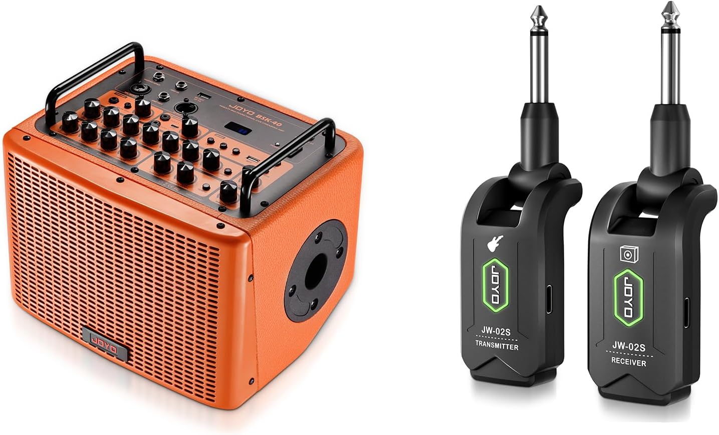 JOYO 40W Acoustic Amplifier (BSK-40 Orange) Bundle with JOYO 5.8GHz Wireless Guitar System (JW-02S)