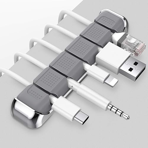 Miniatura 11 de AHASTYLE Soporte organizador de cables, 5 ranuras, clips de cable de escritorio, para organizar cable USB/cable de alimentación/cable, oficina