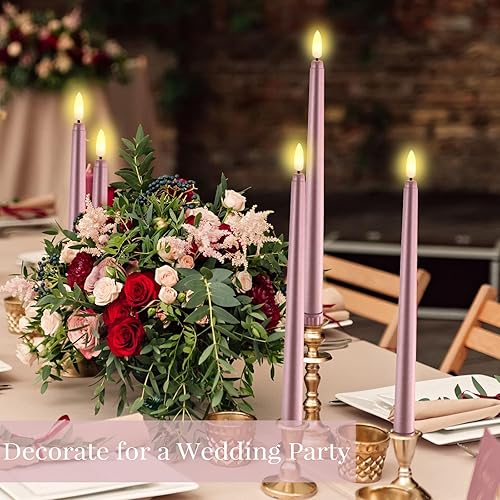 Miniatura 6 de Handepo Paquete de 48 velas cónicas sin llama realistas con luces amarillas parpadeantes de plástico de 11 pulgadas, funciona con pilas, para