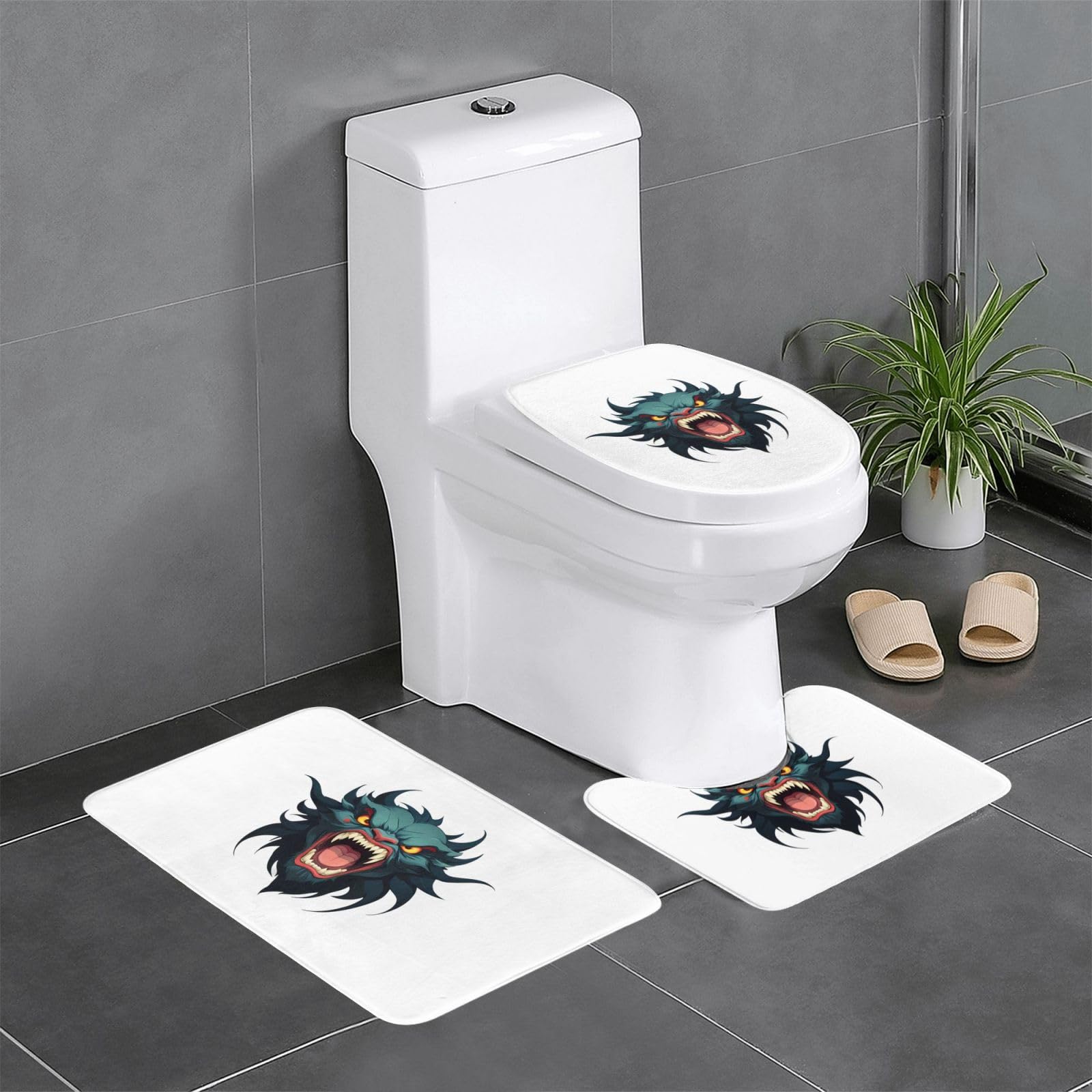 Tapis de salle de bain antidérapants WHJSSF - Lot de 3 pour toilettes et lavabo 61x40 cm
