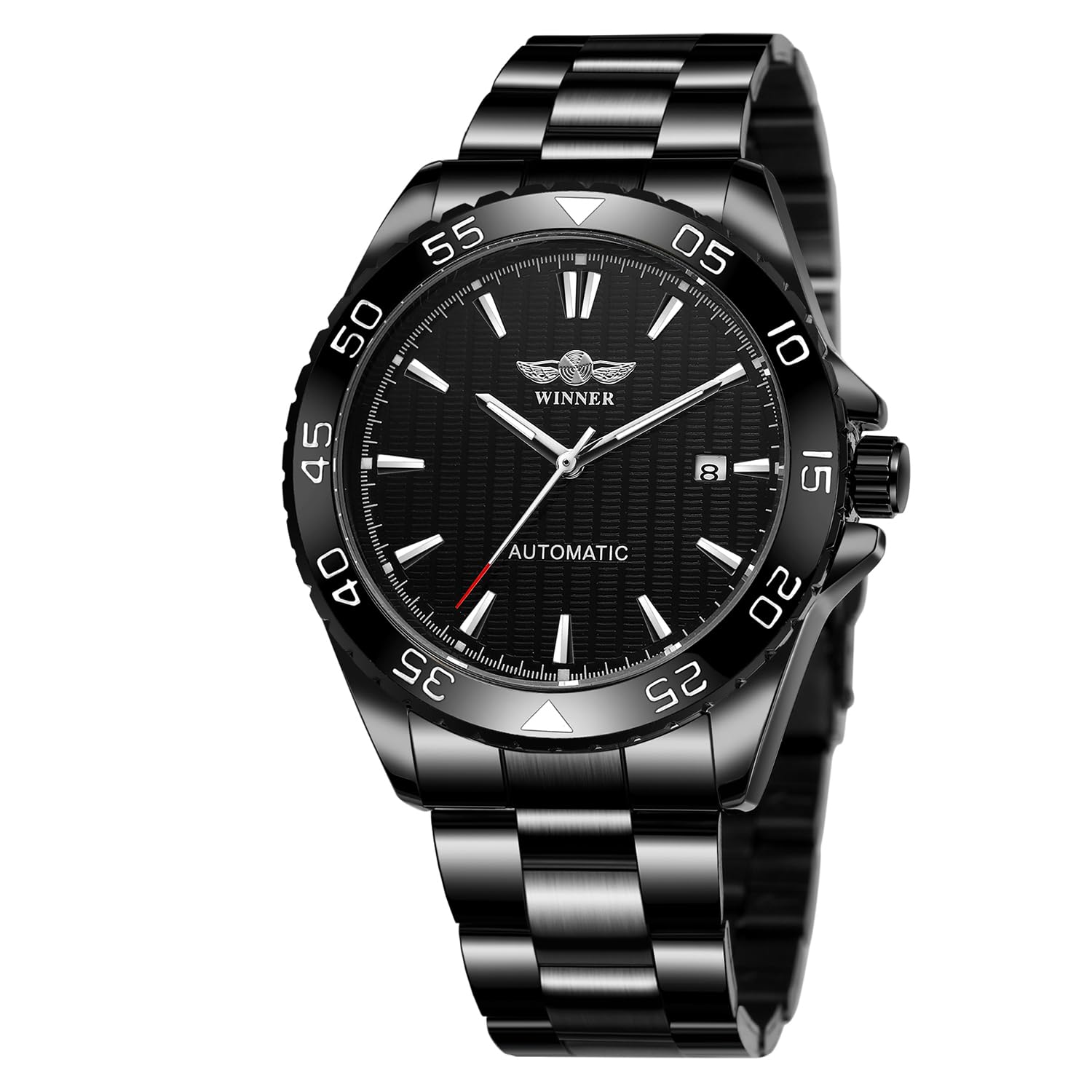 FORSINING Herren Vintage Wasserdicht Automatik Sport Uhr Edelstahl Kalender Leuchtende Schwarz Kollektion Uhr, Schwarz , Vintage