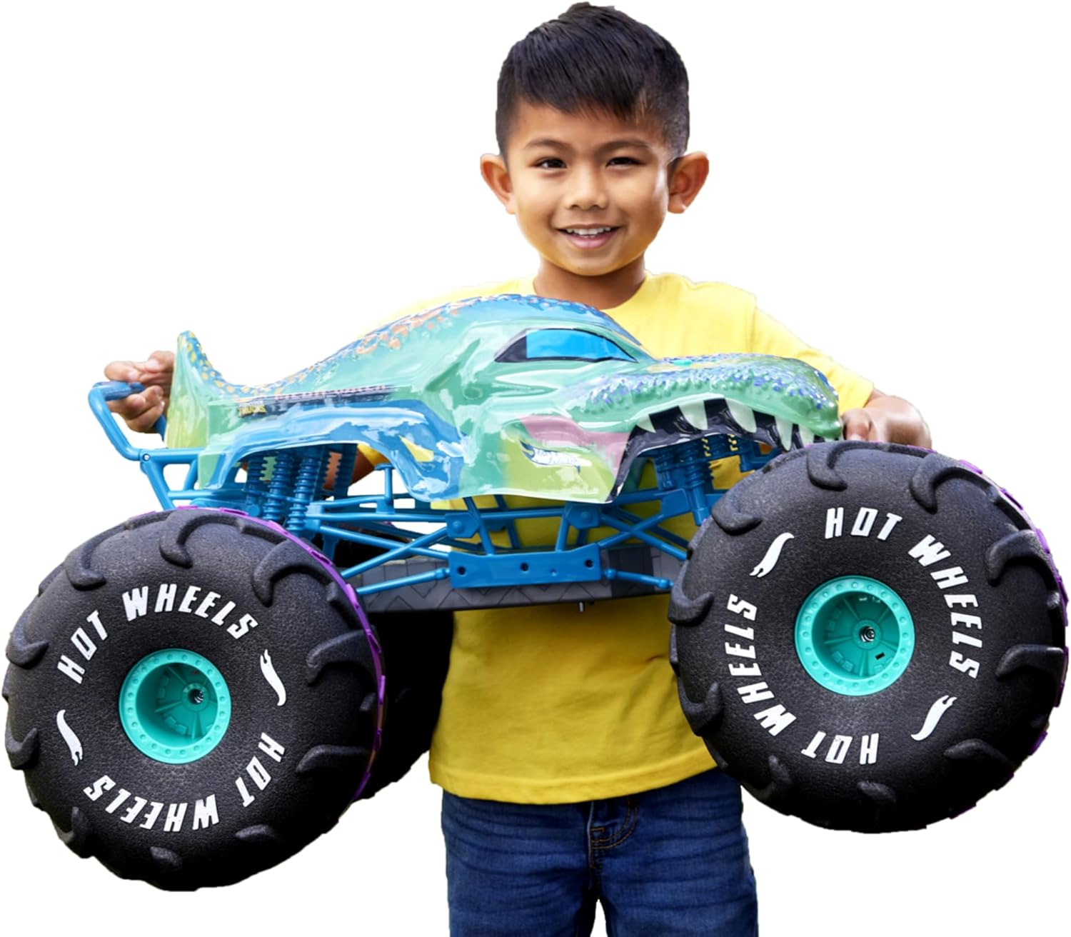 Hot Wheels Monster Trucks Ferngesteuertes Auto, Mega-Wrex im Maßstab 1:6, extragroßer Ferngesteuerter Spielzeug-Truck, mehr als 60 cm lang, HPK28