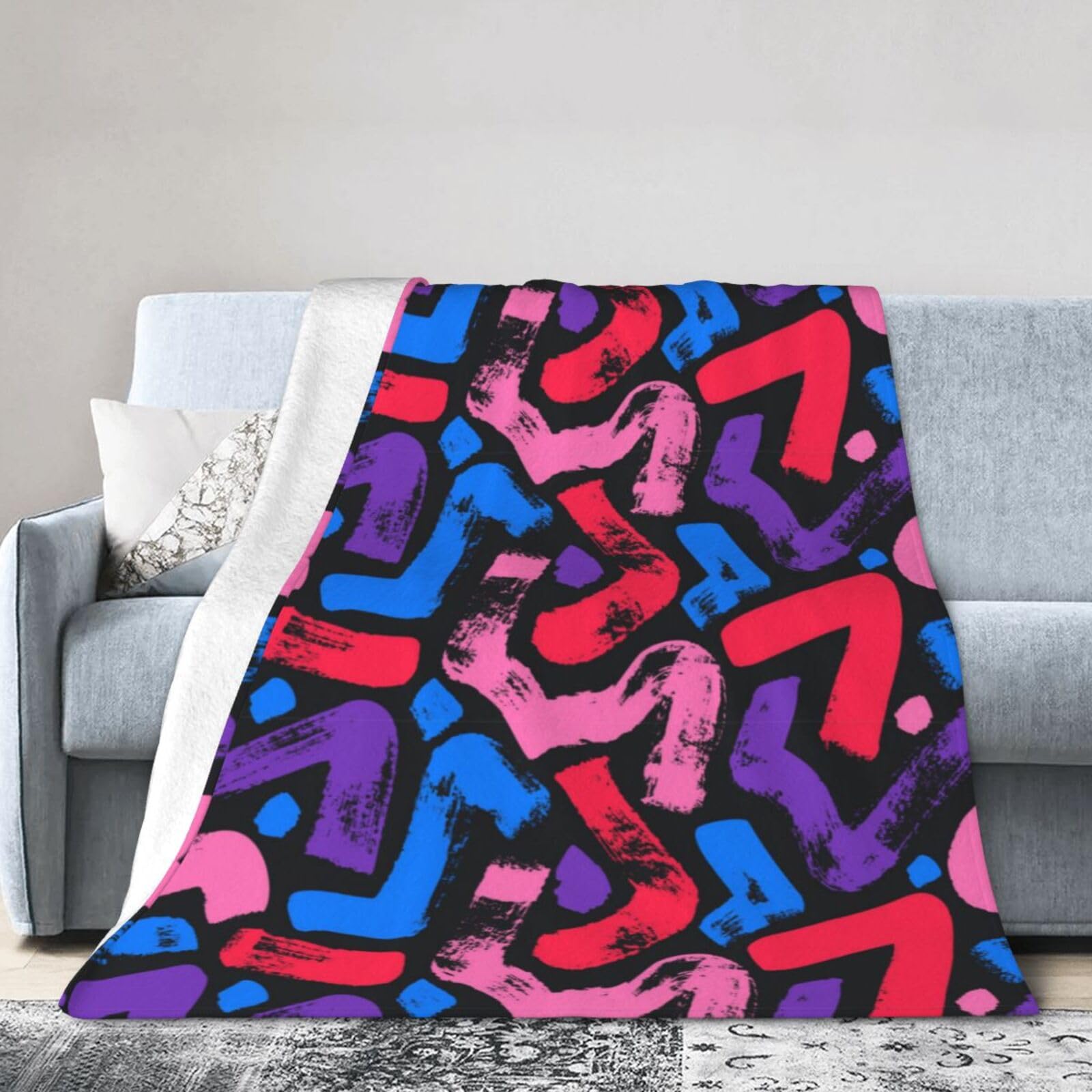 Noble Ren Neon Abstract Graffiti Ultra-Soft Micro Fleece Blanket Winter Warm Soft Lannel Fleece Throw Blanket For Couch Sofa Bed 40"X30"