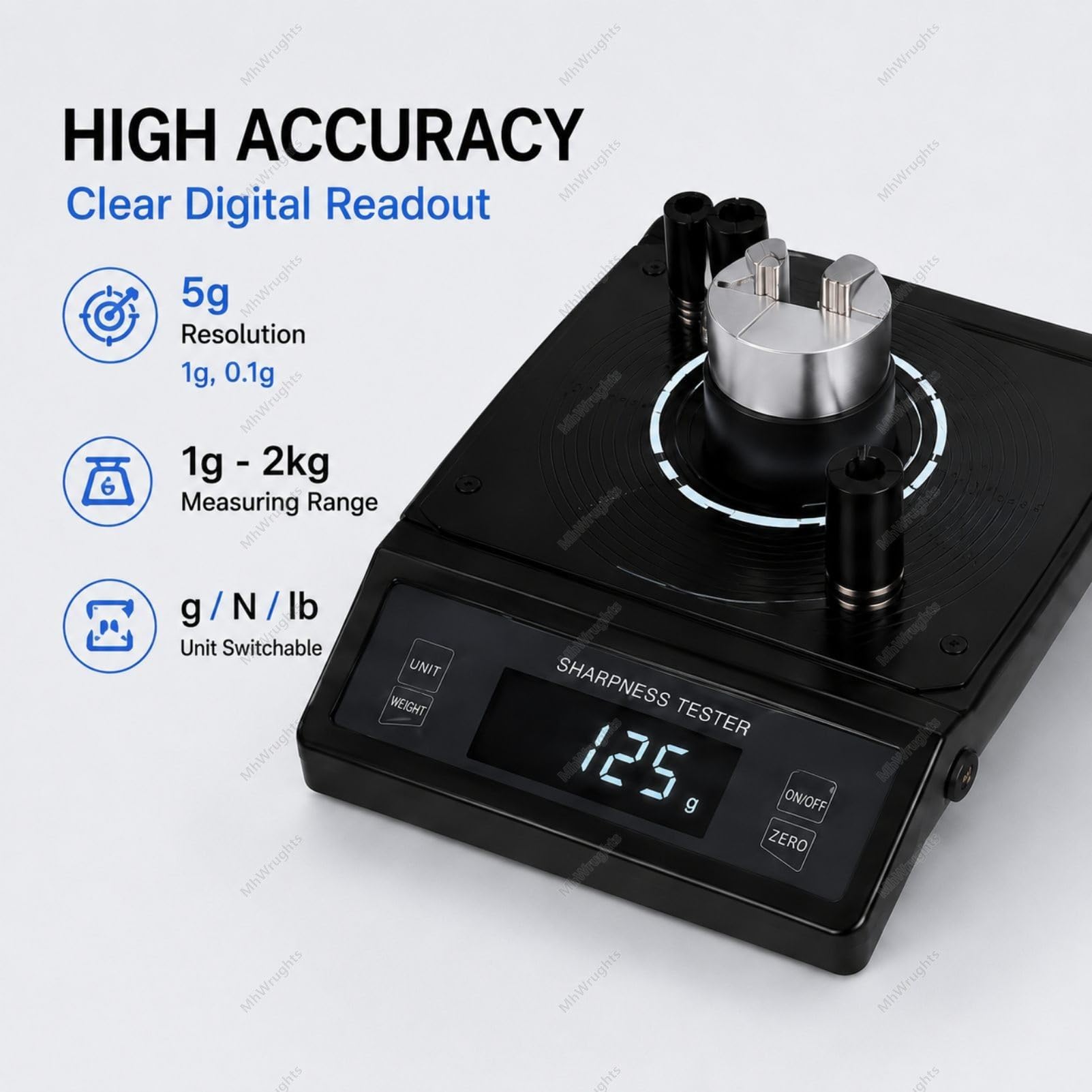 Tester per l'affilatura dei coltelli, misuratore di affilatura della Lama con opzioni di risoluzione 0,1 g/1 g/5 g, capacità di misurazione da 1 a 3 kg, Supporto Magnetico a 360° 5g