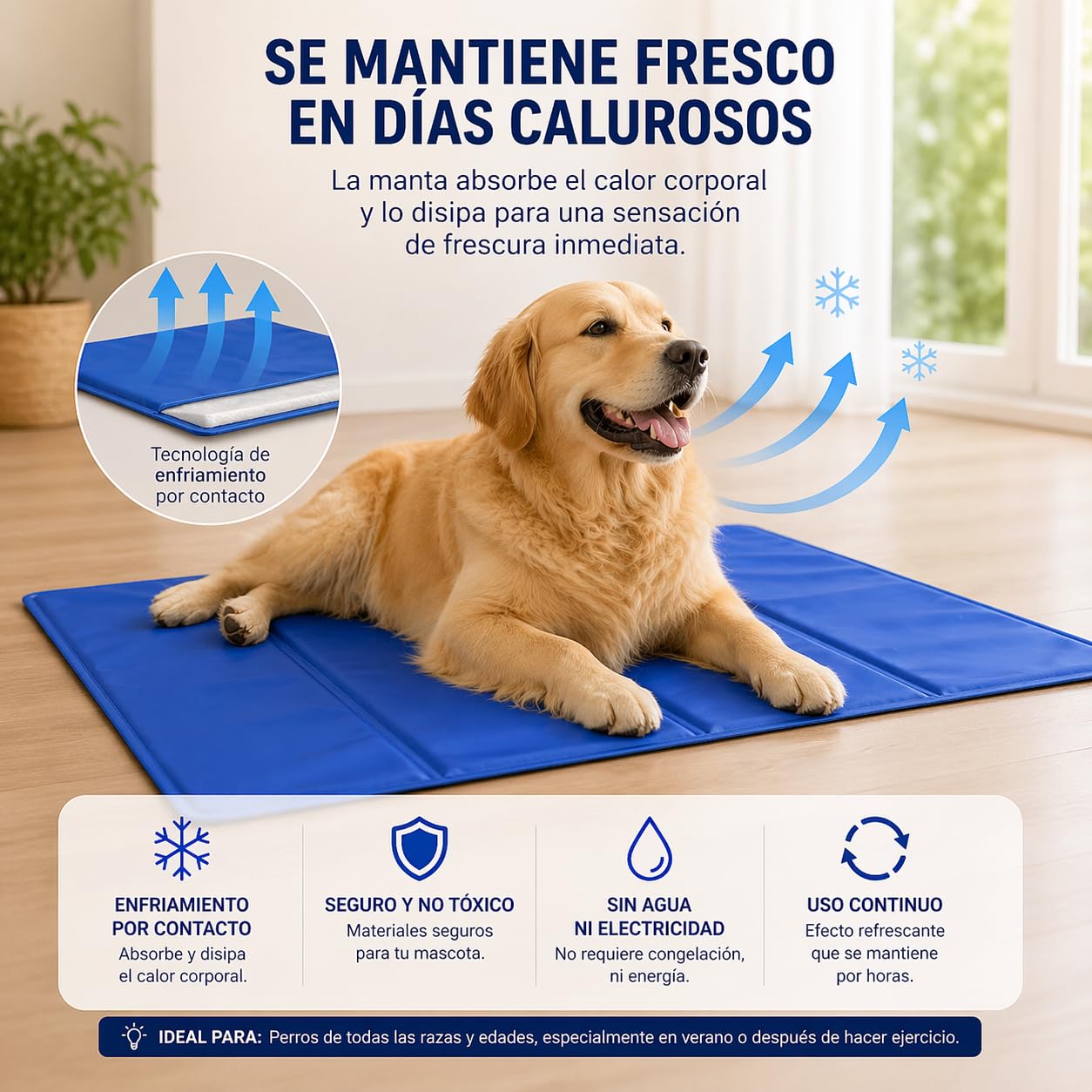 Alfombra Refrescante Para Mascotas 90x50cm - Coolbed - Autorefrigerante - Cama Perro Grande - Colchoneta - Dog Bed - Cama Perro Verano - Alfombra Impermeable - Cama Refrescante Perro - Dog Beds