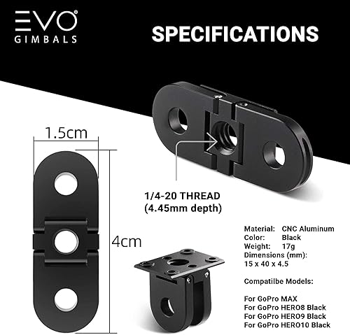 Miniatura 4 de Adaptador base PRO10 - Soporte de repuesto para GoPro Hero 12, 11, Hero 10, Hero 98 y GoPro MAX con rosca de 14 para trípodes, monopies y accesorios