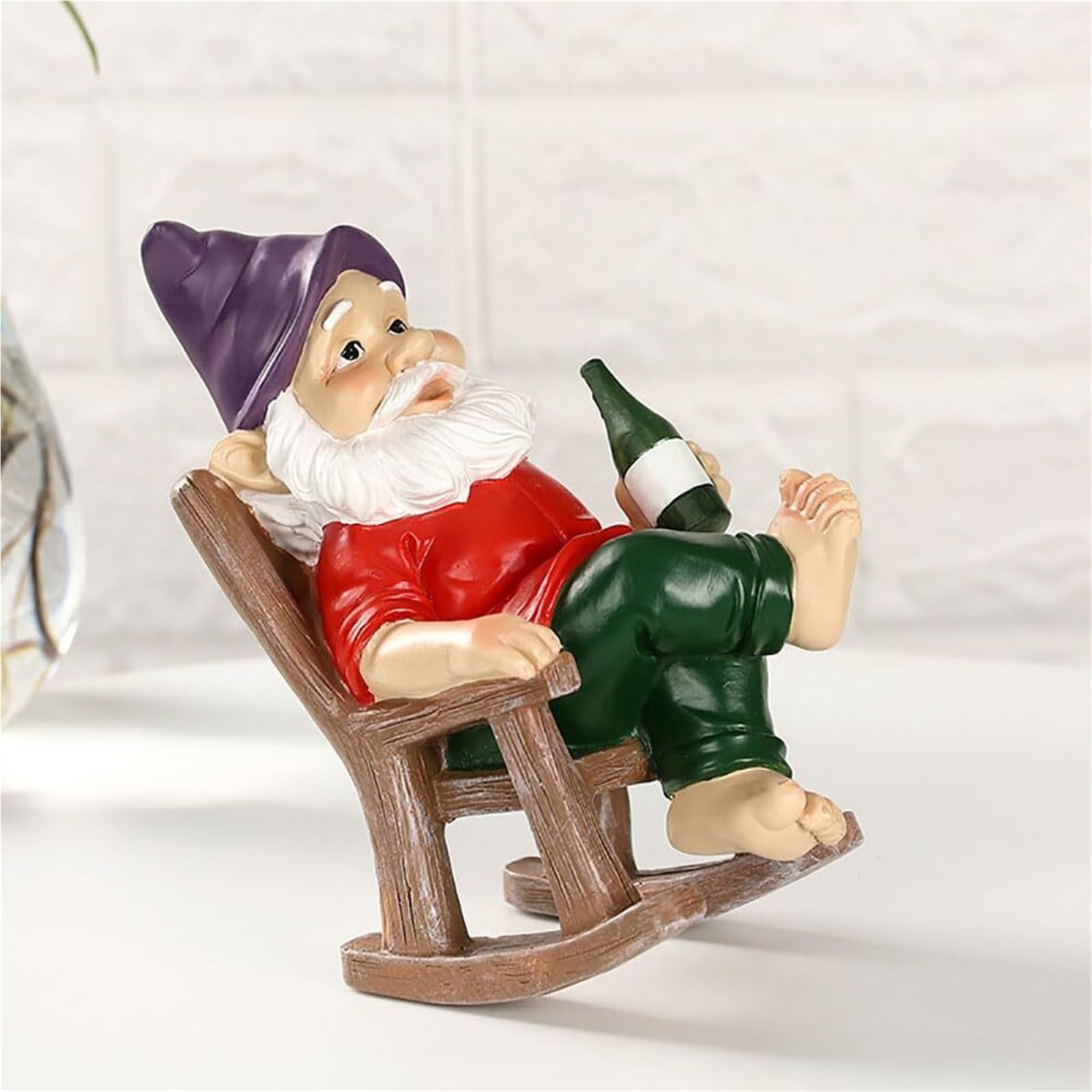 Décoration de Jardin Statue de GNOME Jardin Amusante, Chaise à Bascule, Figurine, Cadeaux décoratifs Statue d'extérieur