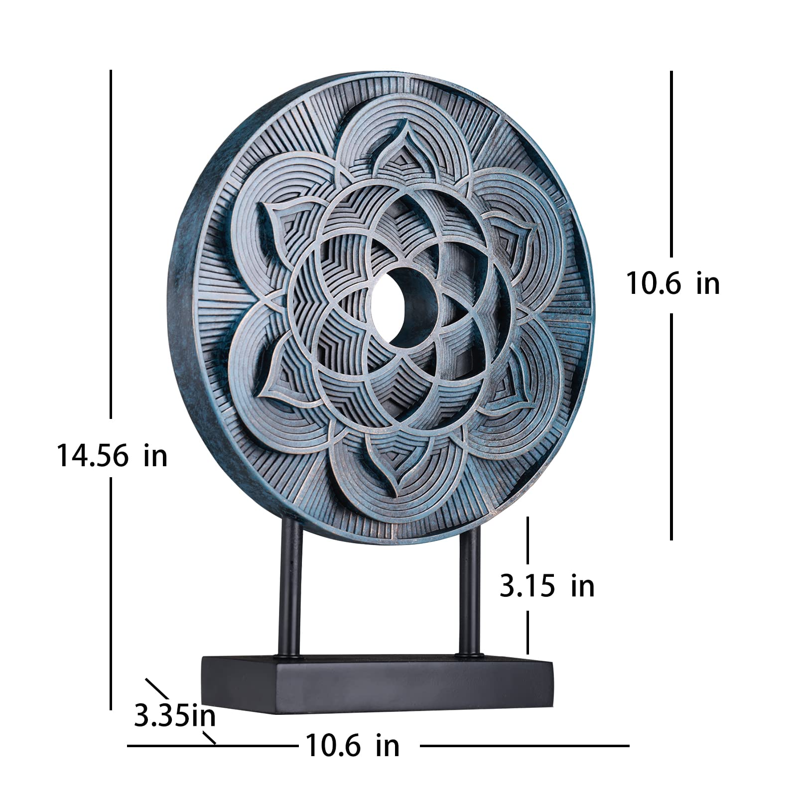 DOVDOV Unique Geometric Pattern Statue, Hand Carved Modern Home Decor Style, Table Carving Statue Accessory for Living Room Entrance Shelves (Blue)