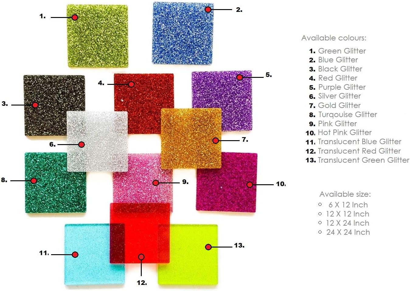 Acrylic Sheet (1 Piece) Select Color and Size -0.118 Inch Thick- 1/8 inches Plexiglass Sheet Plastic Sheet Acrylic Square Plexiglass Lucite (Purple Glitter, 6 X 12 Inch)