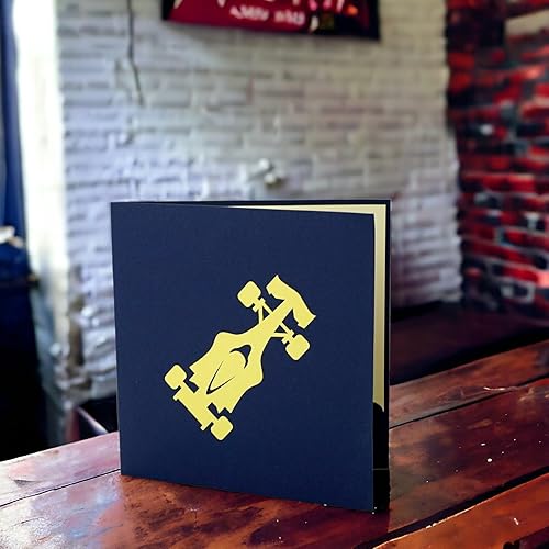 Miniatura 3 de Tarjeta emergente de coche de carreras, tarjeta de coche de fórmula 1 en blanco con sobre, tarjeta de cumpleaños de coche de carreras, tarjeta de