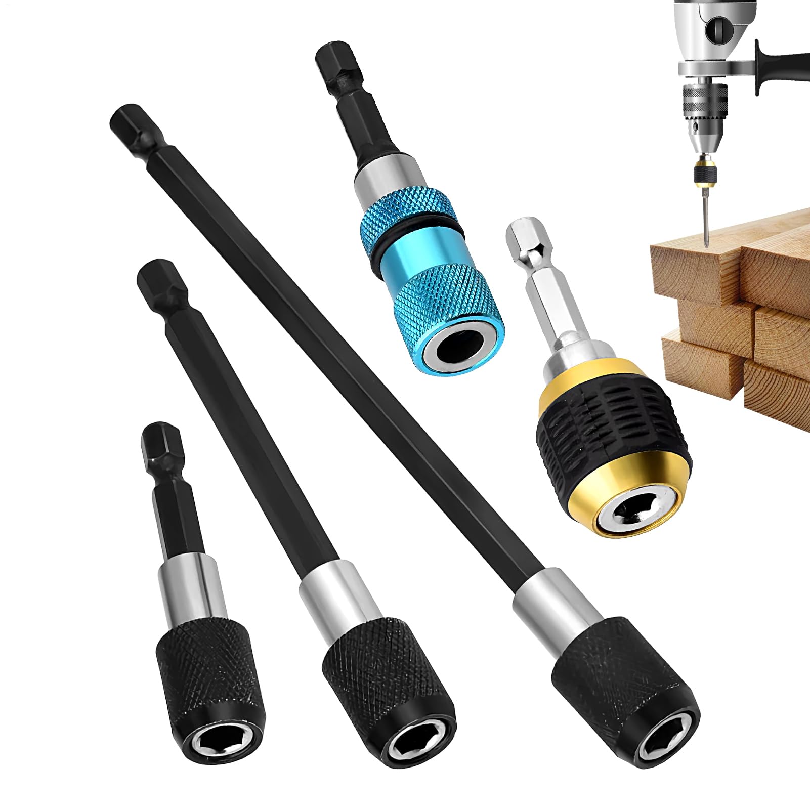 Adaptateur de perceuse douille lot de 5 connecteurs hexagonaux 1/4 pour travaux électriques