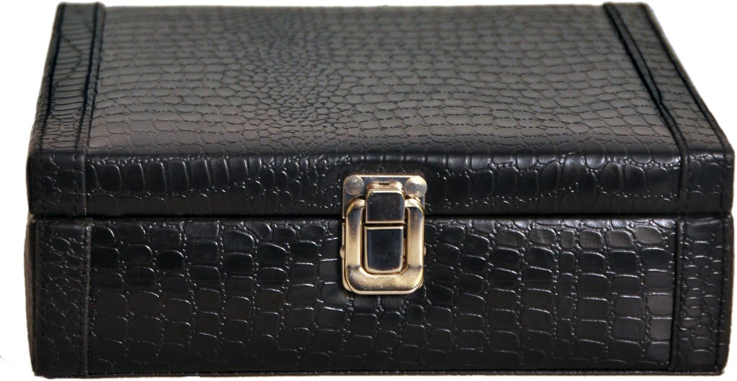 The Runner PU Leather Croc Finish Black Watch Box for 8 Watches
