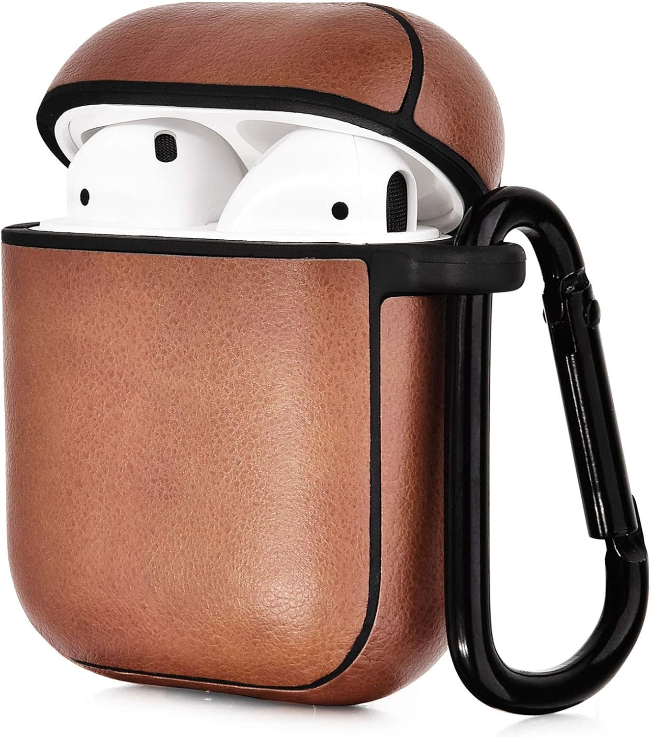 CAGOS Compatible with Airpods Case, Premium Leather Airpods Protective Cover Case for Apple AirPod 2&1 Earphones Charging Case Light Brown