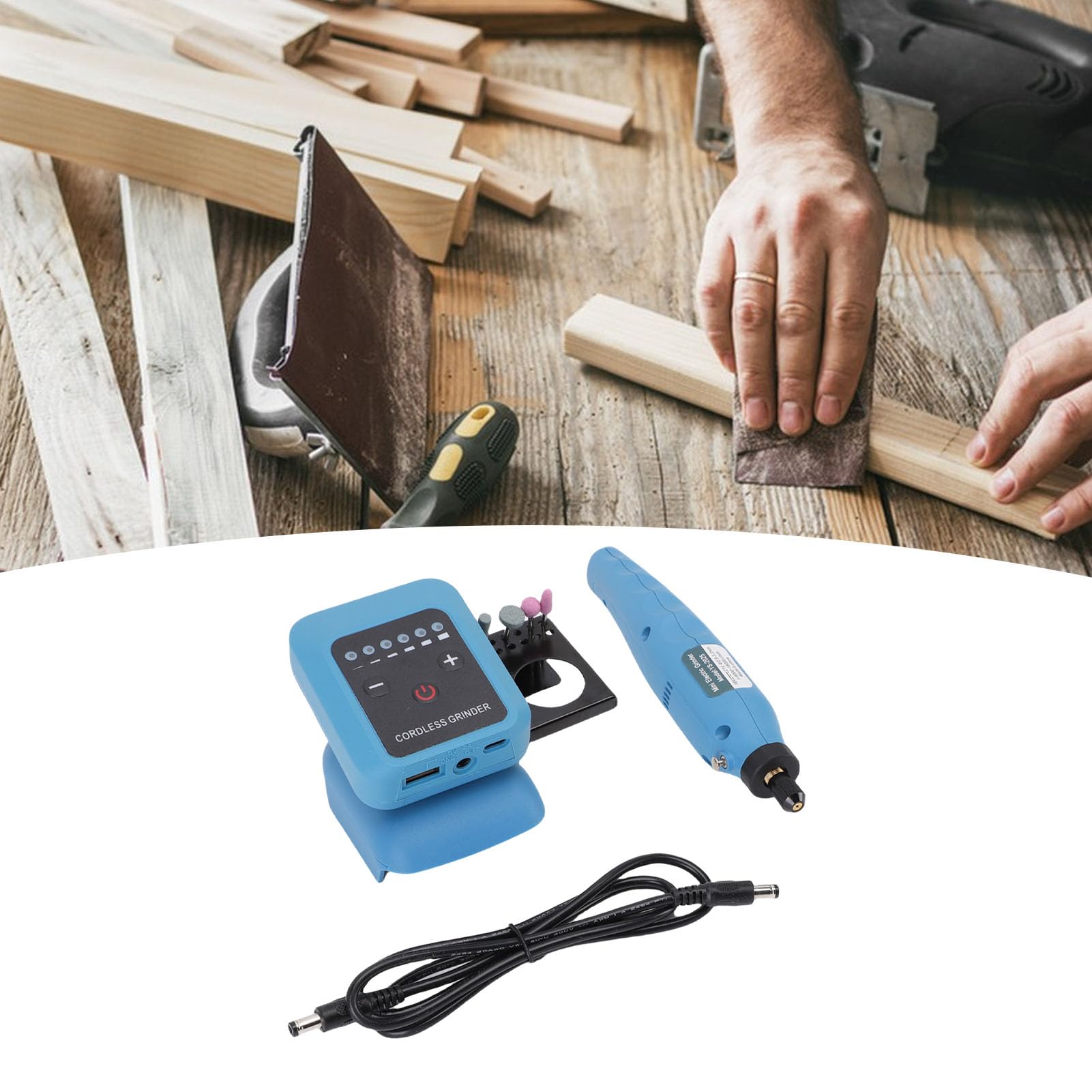 Smerigliatrice elettrica compatta a 6 velocità per lavori artigianali e lucidatura, con supporto e 24 accessori