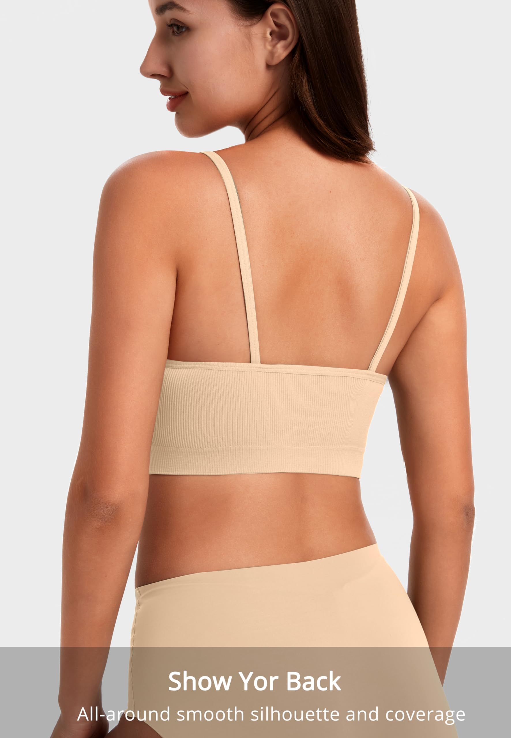 HBselect Reggiseno Senza Ferretto da Donna Reggiseno a Canotta V Collo | Seamless Bralettes, Reggiseno Sportivo Donna, Copertura Completa, Canotta T-Shirt Reggiseni Comodo Push Up Imbottito Morbido