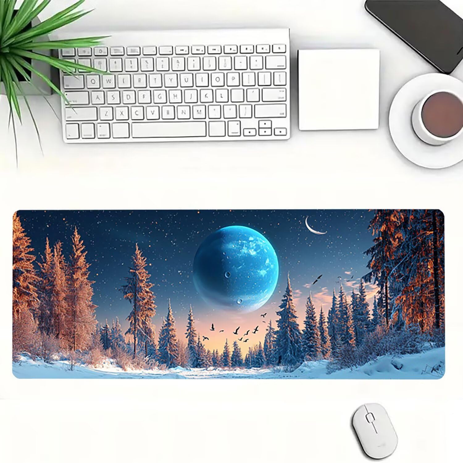Podkładka pod mysz do gier XXL gwiaździste niebo krajobraz, podkładka pod mysz XXL - 1200 x 600 x 3 mm - podkładka pod mysz matowa, bardzo duża podkładka pod biurko dla graczy, antypoślizgowa podstawa