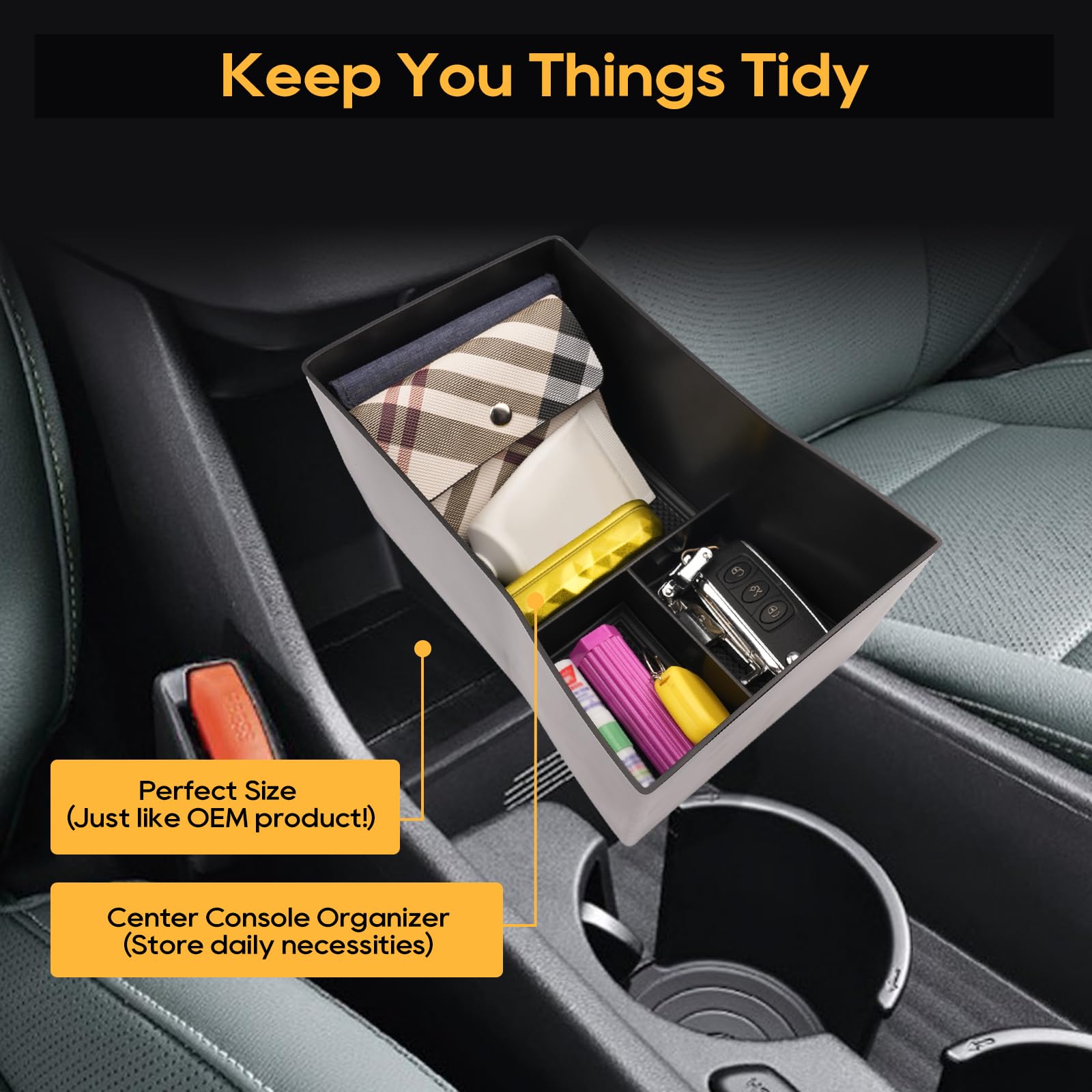 LFOTPP Compatible Avec Hyun-dai Kona SX2 2024 2025 Console Centrale Boîte De Rangement Compartiment De Rangement Kona SX2 2024 2024 Accessoires Accoudoir Plateau Accoudoir Central Storage Box (Noir