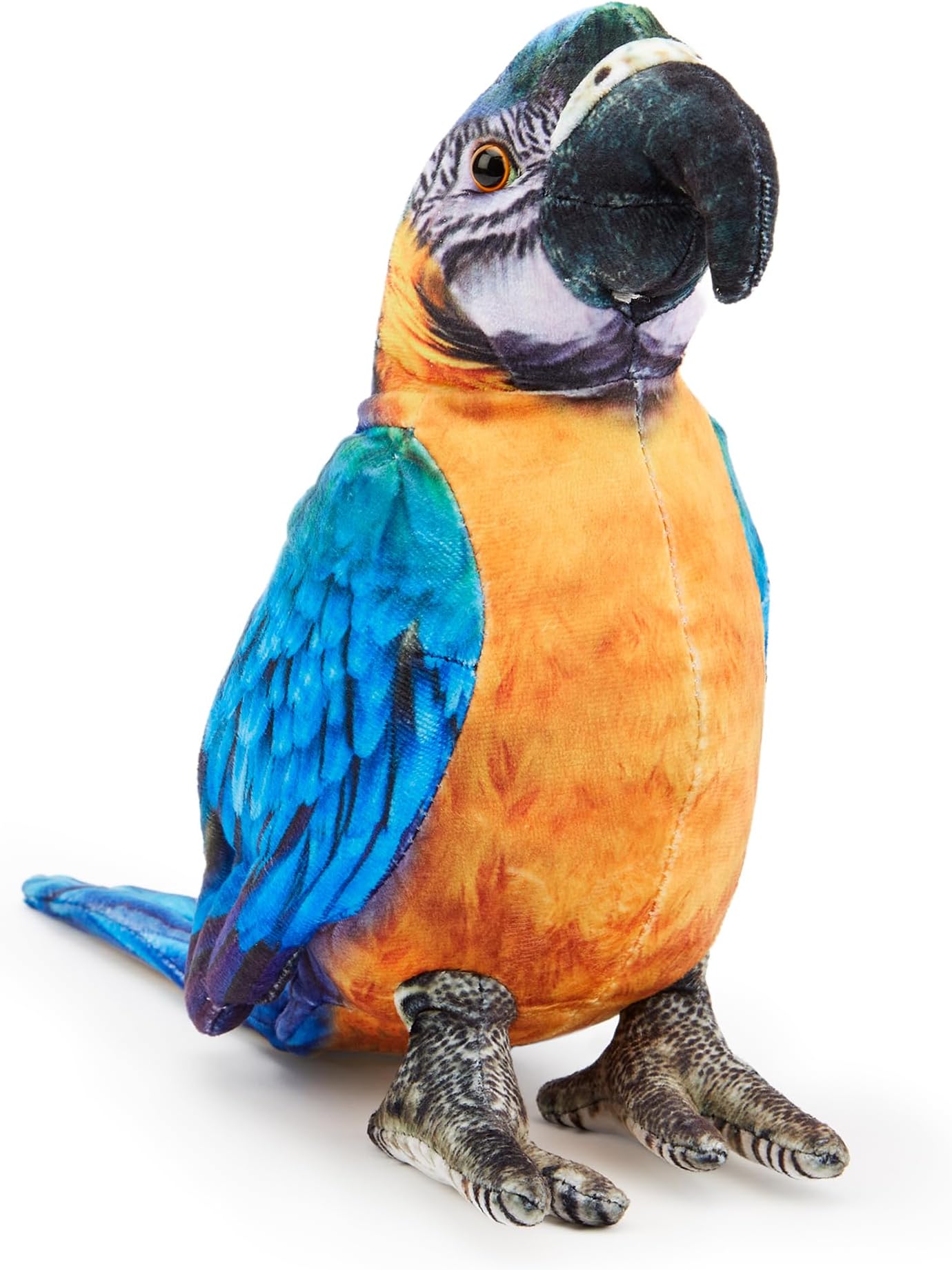 Zappi Co - Children's Realistic Soft Cuddly Plush Toy Animal - Perfect Playtime Companions for Children with Lifelike Detail featured Tiktok (28cm Length) (Blue Yellow Macaw Parrot)