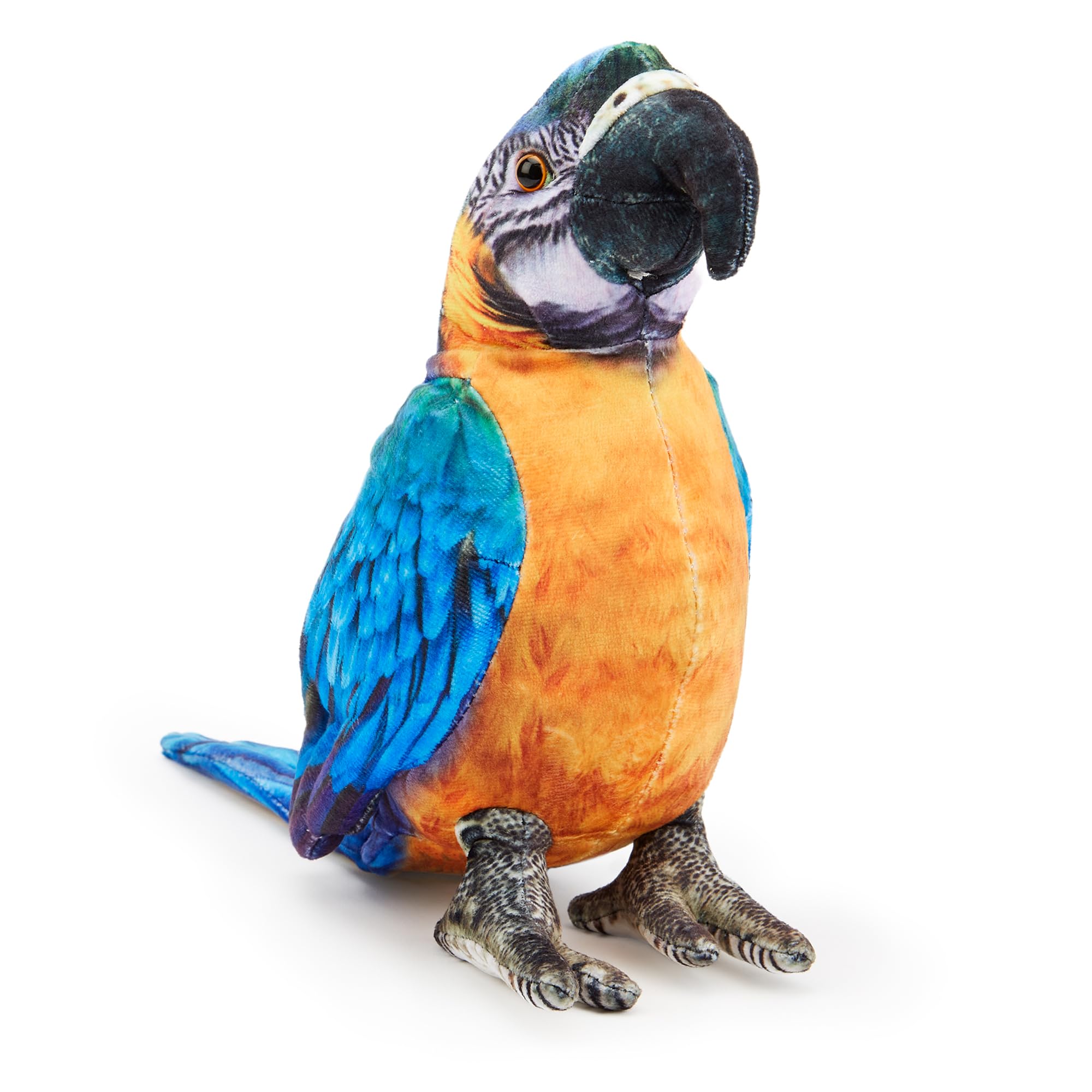 Kinder's Soft Cuddly Plush Toy - Perfect Soft Playmate for Children in Printed Style (28 cm Length) (Blue/Yellow Macaw Parrot)