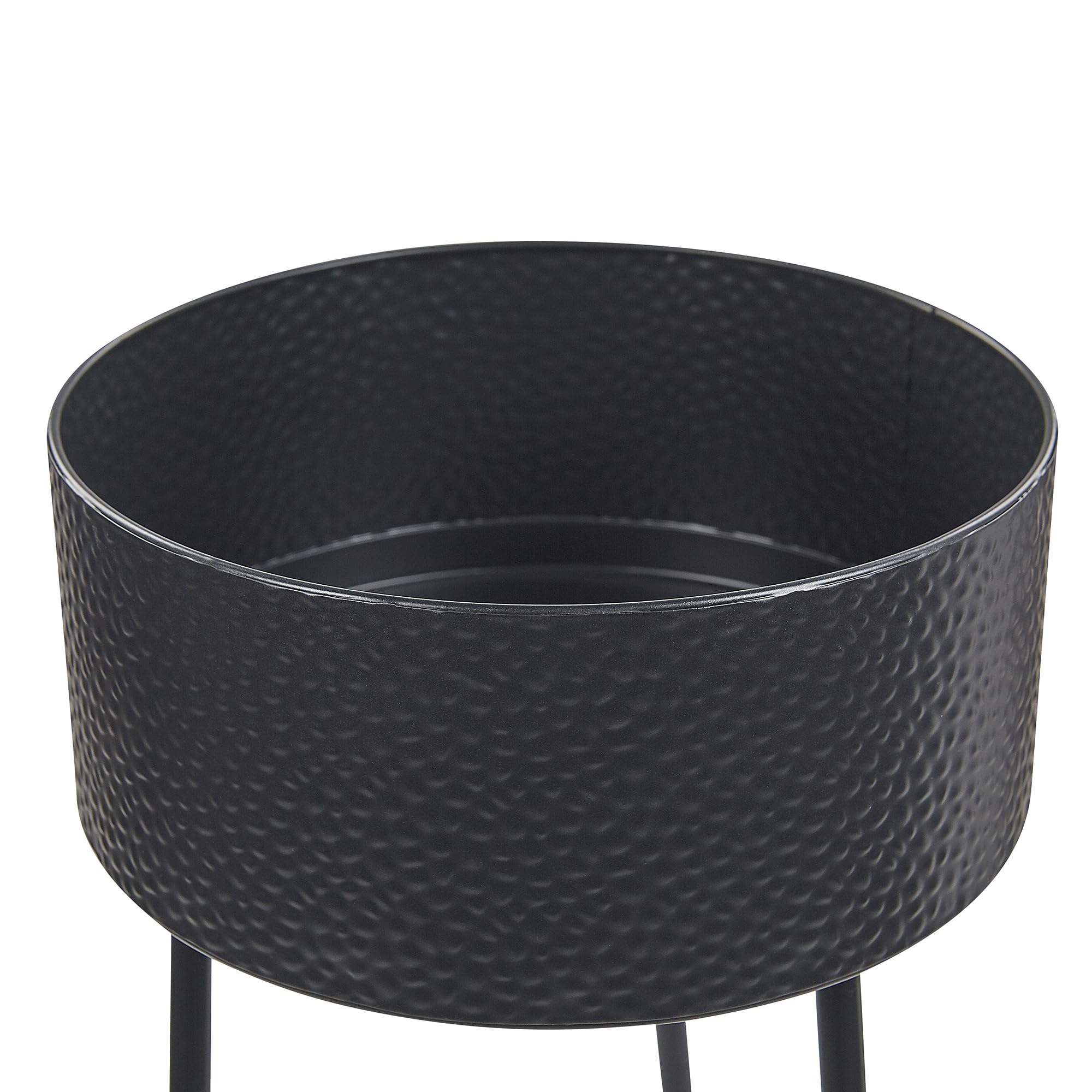Vaso per Fiori Moderno con Piedistallo 29 x 26 x 50 cm in Metallo Nero