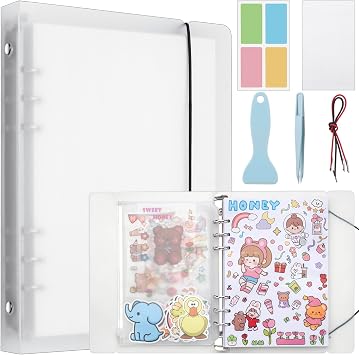 SUNEZLGO Reusable Sticker Album with 100 Sheets, Collecting Book with Pockets, A5