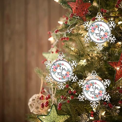 Miniatura 7 de Love Saying Ornament Floral Wreath Yes You Can Metal Snowflake Christmas Ornament for Xmas Tree Decoration Wedding Ornament Funny Snowflake Pendant