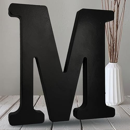 AOCEAN Letras de madera negra de 10 pulgadas, letras de madera sin terminar para Halloween, letras decorativas de pie en rodajas, decoración de