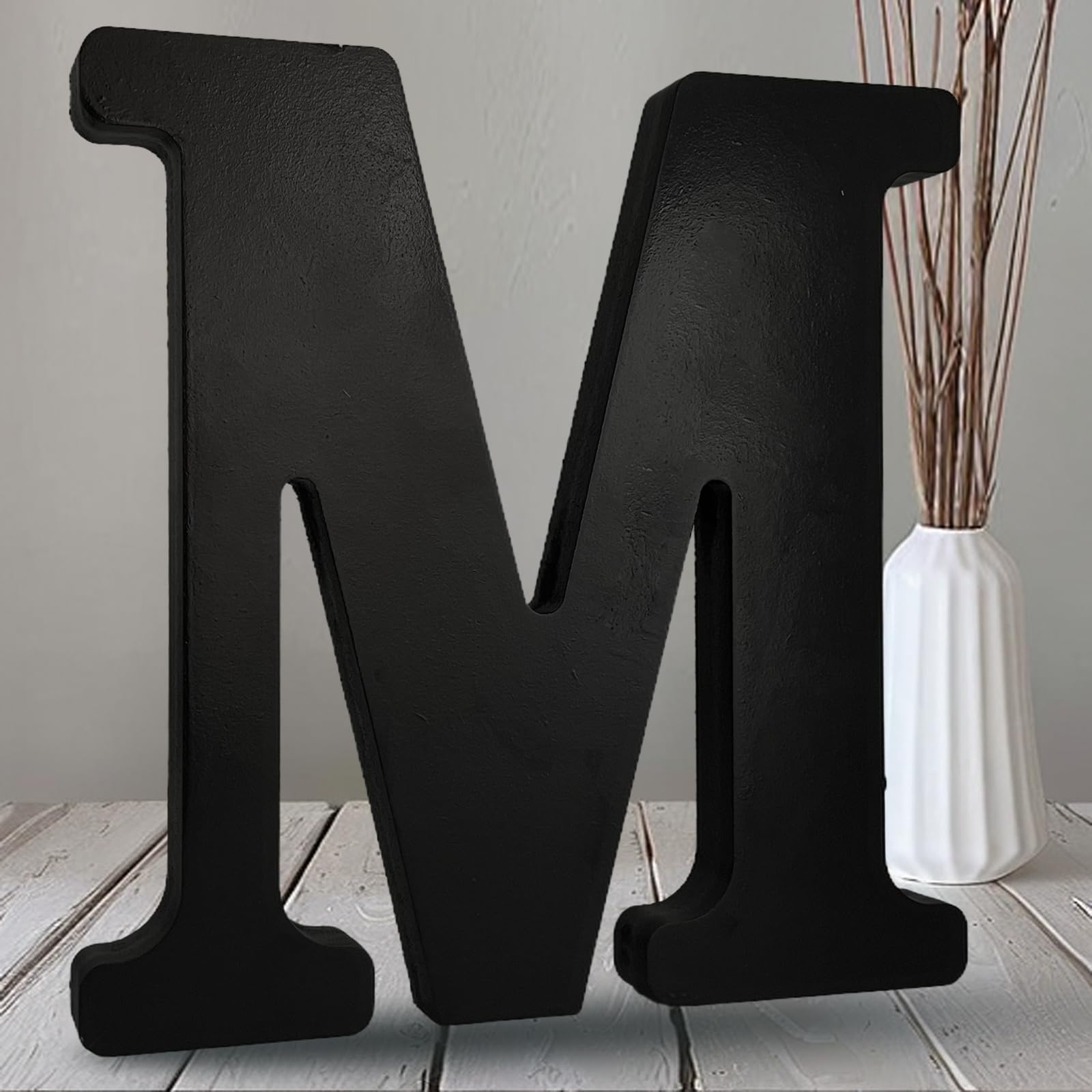 AOCEAN 10 inch Black Wood Letters Unfinished Wood Letters for Halloween Decorative Standing Letters Slices Sign Board Decoration for Craft Home Party Projects (M)